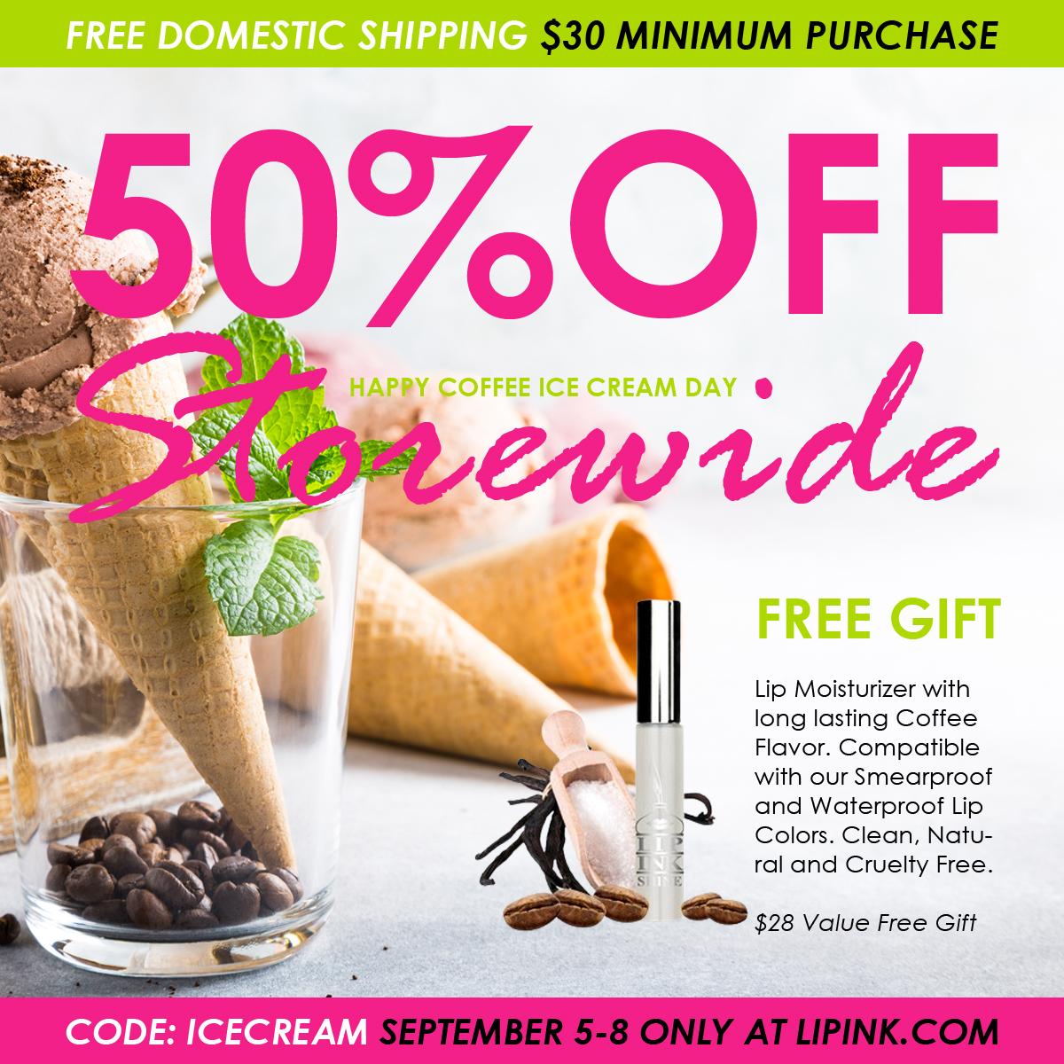 LipInk's tweet photo. $30 Minimum Purchase Required to receive Free Domestic Shipping and your Free Gift. Featuring our Coffee Flavored Lip Moisturizer. Has a long lasting flavor and scent. Compatible with our Liquid Lip Colors to add a pop of gloss and full hydration!

https://t.co/2eYyYcwwtG https://t.co/8sYqLdCjQg
