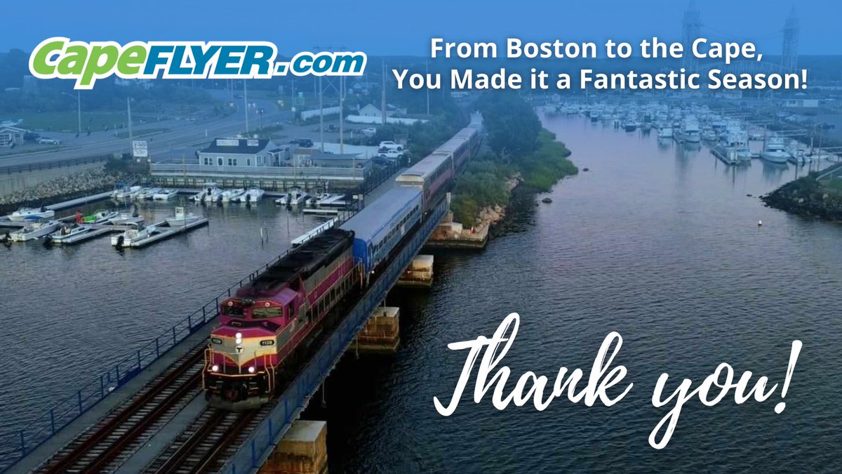✨ “From Boston to the Cape, You Made It a Fantastic Season!” ✨

The CapeFLYER thanks all of our amazing passengers for riding with us this year. 

📸 Photo courtesy of <a href="/Gerry/">@gerry (with/dhh)</a> Deery
👉 Stay tuned for updates: capeflyer.com