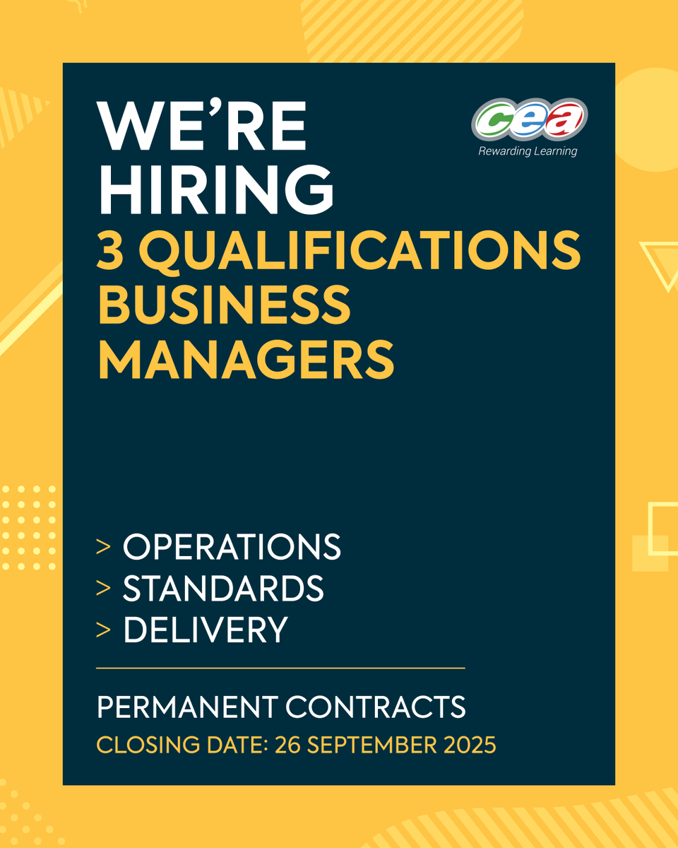 CCEA_info's tweet photo. CCEA is seeking three experienced and dynamic Business Managers to join our senior management team at a pivotal time of change in the education sector. These roles present an exciting opportunity to lead the modernisation agenda, drive innovation, and optimise the use of technology in delivering high-quality qualifications and services.

We are recruiting for:

🔹 Business Manager, Qualifications (Operations) – Lead all operational aspects of examinations delivery.
🔹 Business Manager, Qualifications (Standards) – Oversee examination standards, question paper development, research & data science, and technical qualifications support.
🔹 Business Manager, Qualifications (Delivery) – Ensure the successful delivery of CCEA’s qualifications, advise CCEA Council and the Department of Education, and shape the development of new qualifications.

These are permanent senior management posts offering the chance to make a real impact at the heart of education in Northern Ireland.

👉 Find out more and apply here: https://t.co/g82riM8daS
