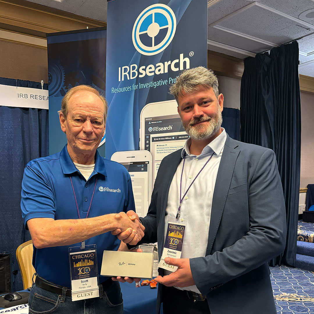 Congratulations to Zvonimir Damnjanović of Next Sight from Slovenia, winner of IRBsearch’s Ray-Ban Meta Wayfarer Glasses Giveaway at the World Association of Detectives Centennial Conference.

#WorldAssociationOfDetectives #WAD #IRBsearch
