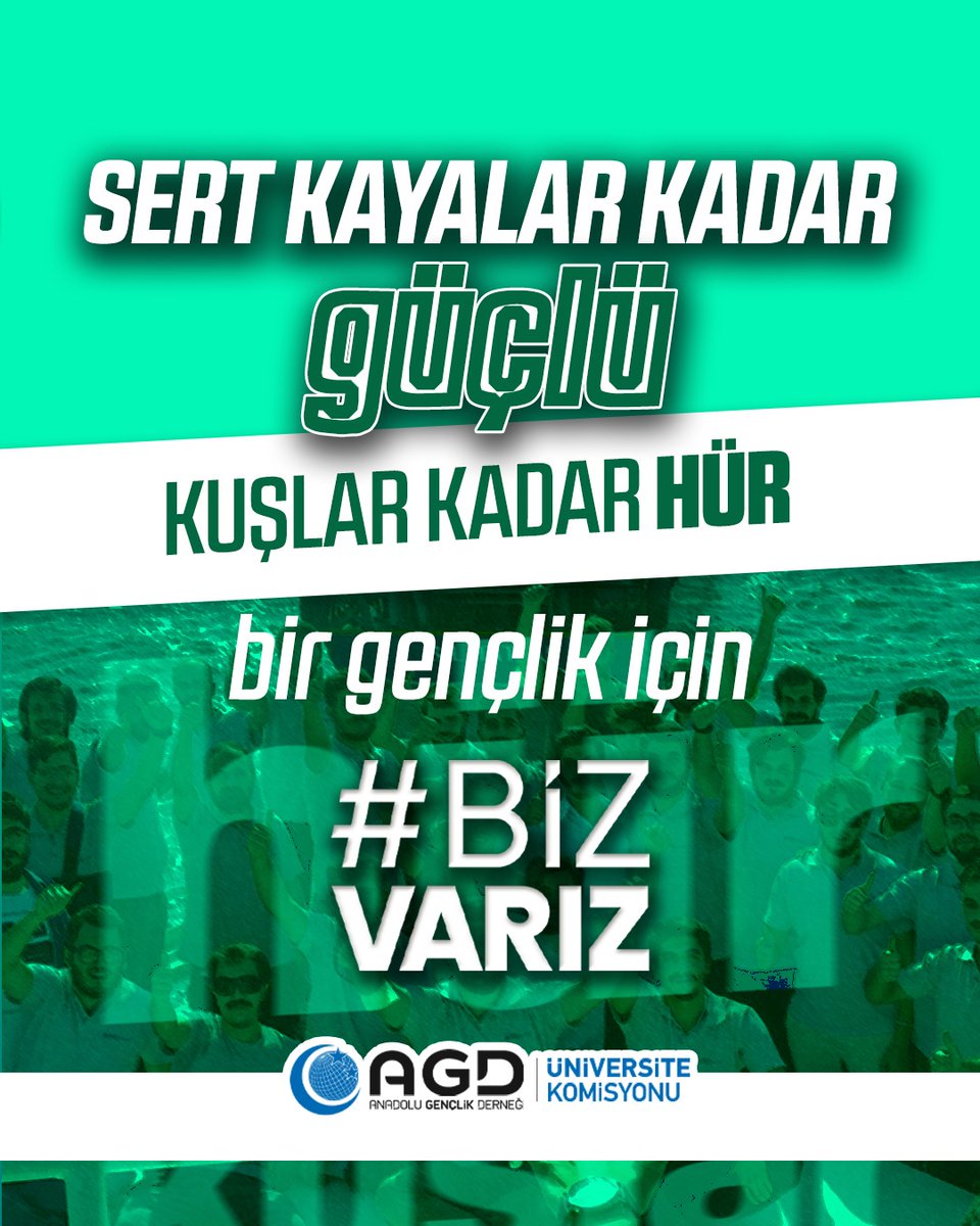 Sert kayalar kadar güçlü! Kuşlar kadar hür bir gençlik için
#BizVarız

#AGDÜniSeninle
#YKS2025