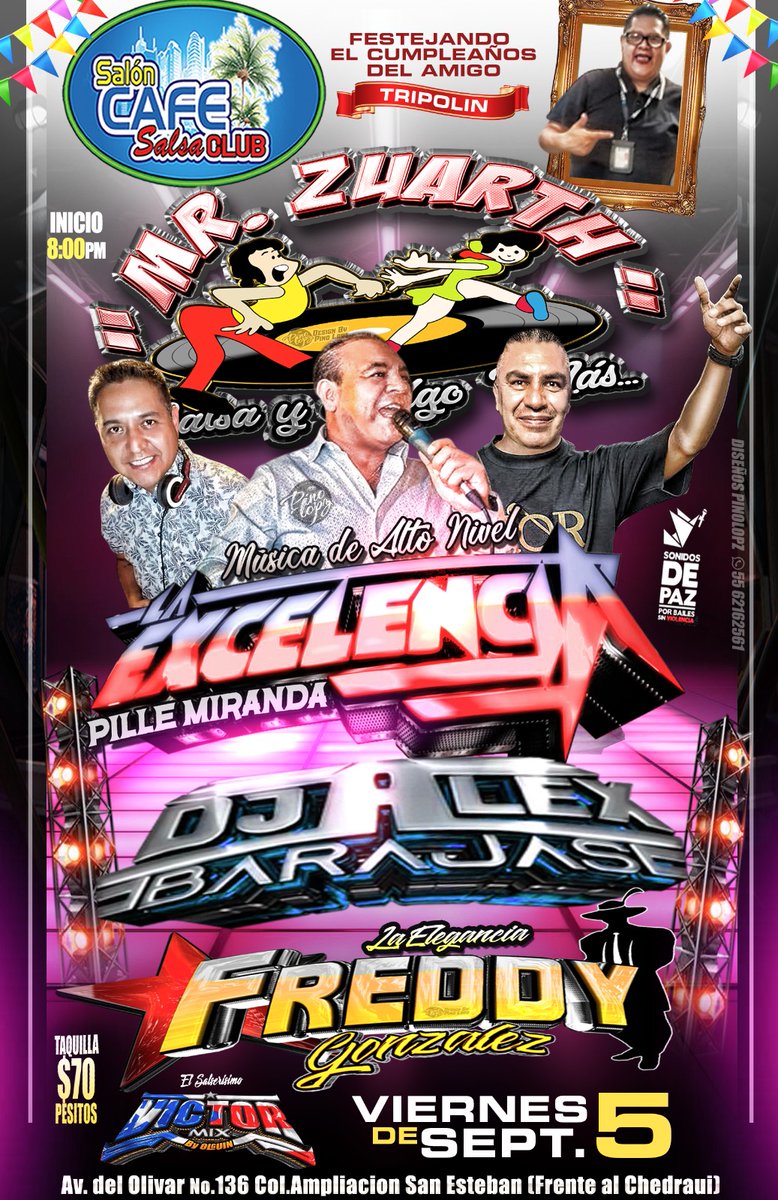 amrzuarth's tweet photo. PRIMER VIERNES DEL MES Y MUCHA GOZADERA CON #SalsayAlgomas🔥🔥🔥🔥🔥
EN EL CAFE SLASA CLUB DE NAUCALPAN📍

¡¡¡NO TE LO PIERDAS!!!
.
.
.
#SalsayAlgomas #BailaSalsa #PalBailador #CafeSalsaClub #SalsaParaTodos #ElQueSabeSabe https://t.co/VaeNy1EbNC