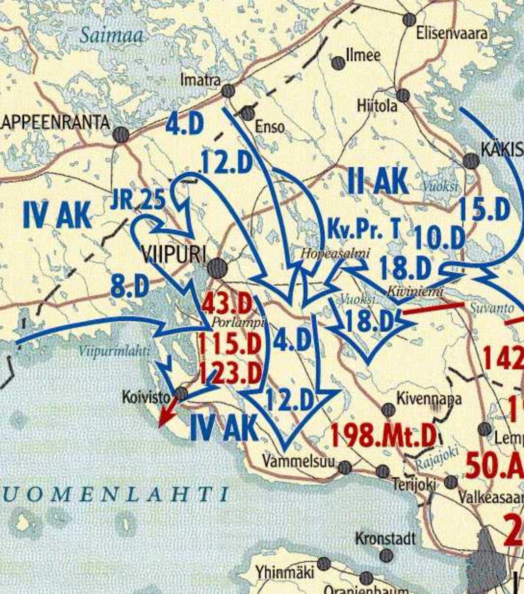 TallbarFIN's tweet photo. In summer of 1941, Finnish troops recaptured Viipuri with a skillful pincer movement.
Finnish divisions advanced from the north and east and met fierce Soviet resistance. https://t.co/8ESOm1VudJ