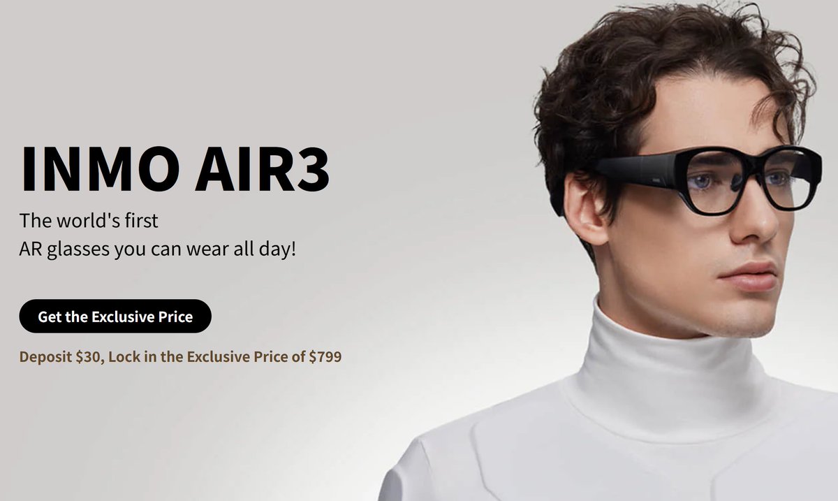 INMO Air3 ARグラス予約受付開始 ・今30ドルのデポジット払えば特別 