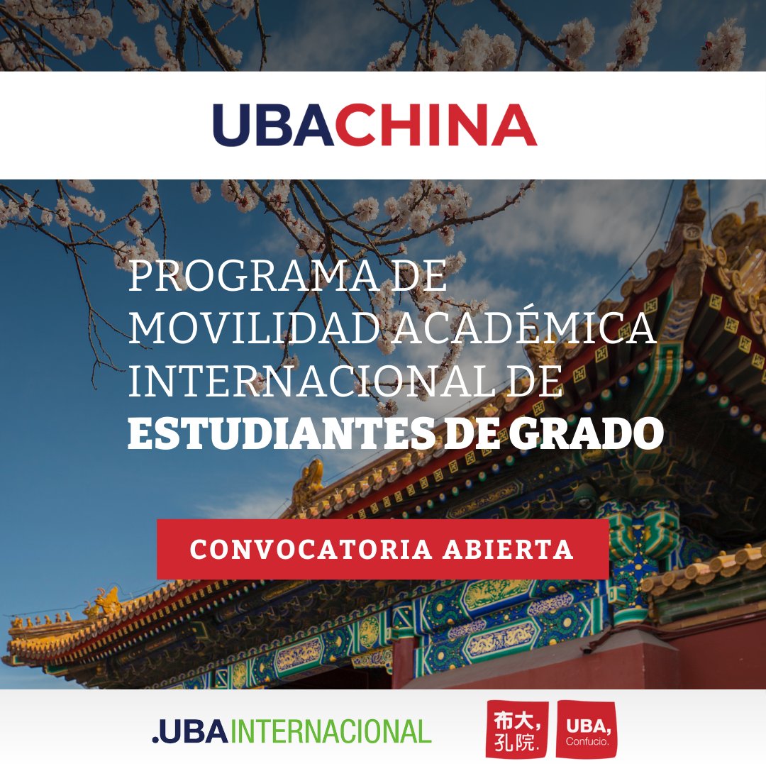 📣 ATENCIÓN ESTUDIANTES 📣 CONVOCATORIA ABIERTA 🙌 Nos complace anunciar la apertura del Programa UBA-CHINA Estudiantes 1° Semestre 2026🌎❤️

👉 Conocé las bases del programa:
bit.ly/UBACHINA-Estud…

<a href="/UBA_Confucio/">UBA, Confucio</a> 
#UBAInternacional #ConvocatoriasVigentes #UBAChina