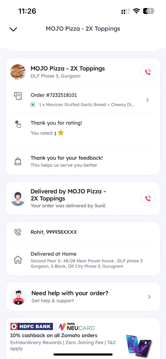 rohitnov20's tweet photo. @zomatocare @eatclubsupport  pathetic food deliver by your restaurant and delayed delivery I want my money back https://t.co/OpgtzOxvvX