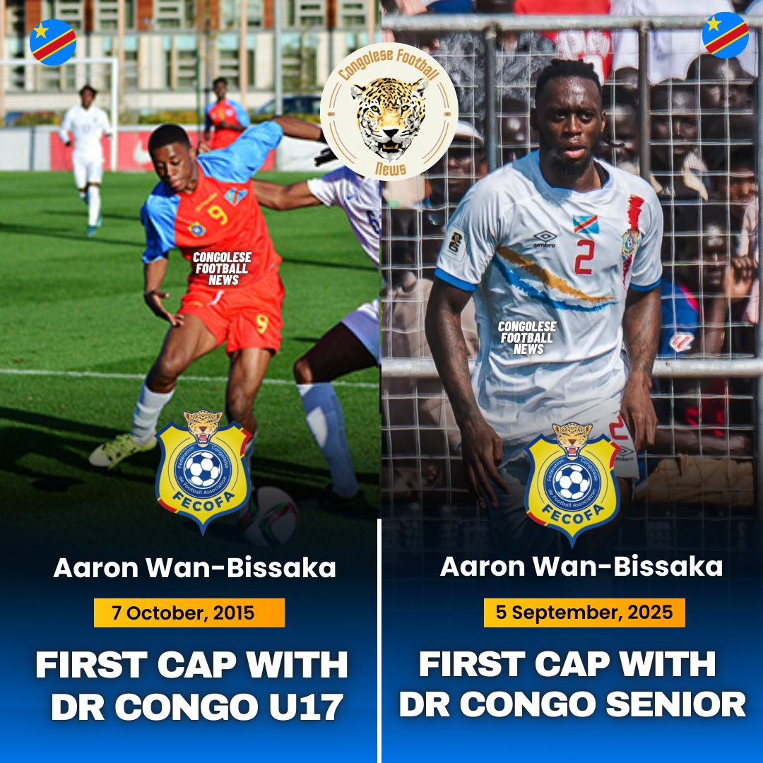 CongoleseFNews's tweet photo. 🌟 Aaron Wan-Bissaka makes his senor DR Congo debut 🇨🇩🤩 !
The West Ham United right-back was in the starting line-up against South Sudan 🇸🇸.
👶🏾 10 years ago, Aaron Wan-Bissaka played for DRC U17.
He came home ! 🇨🇩🏡❤️
#RDC #SSDRDC #SSDDRC #WCQ2026 https://t.co/BzWUuMPjqp