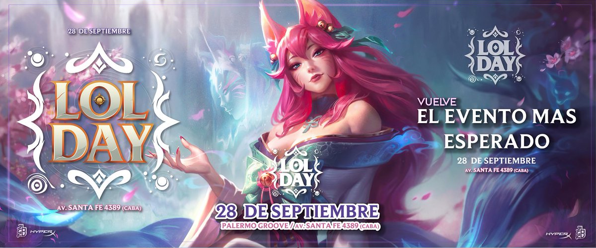 CamuValoy's tweet photo. ⚔️2.000.000$⚔️

- Torneo de League of Legends FREE ELO 
- Concurso de Cosplay
- Periféricos y más sorpresas de @HyperXLatam
- Skins de Flor Espiritual
- MUCHÍSIMO MAS

📍28 de Septiembre | Palermo Groove | ATP

🎟️https://t.co/wd4PO9hRN2 (físicas en Entelequia)

VUELVE LA #LOLDAY https://t.co/e0mHwpHWQs