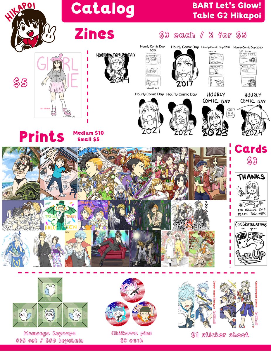 Hikums's tweet image. My catalog for BART Let's Glow! Anime Festival this weekend! It's listed up with all other catalogues on: letsglow-catalog.notion.site/?v=253b53326cb…

@sfbBART Let's Glow! Info: bart.gov/news/articles/…
#bart #bayAreaRapidTransit #bayArea #anime #letsGlow #independentArtists #smallBusiness