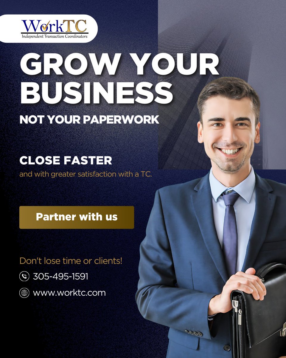 WorkTC_com's tweet image. Stay updated on real estate laws! 🏡 WORKTC ensures your transactions comply with state &amp;amp; local rules for stress-free closings
✔️ Accurate paperwork &amp;amp; deadlines
✔️ Legal compliance
✔️ Smooth coordination
📞305-495-1591 🌐 worktc.com
#WorkTC #FloridaRealEstate
