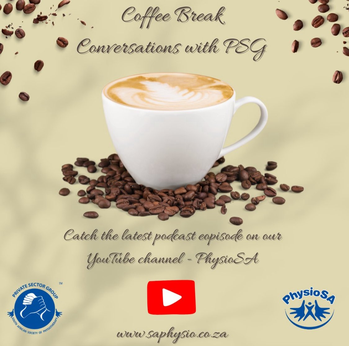 ☕ Episode 3 is here! Join us for Coffee Break Conversations with PSG, where we share fresh insights and inspiration to keep you motivated. Watch now: youtu.be/TZozEJ3sL-k

#PhysioSA #ChoosePhysio