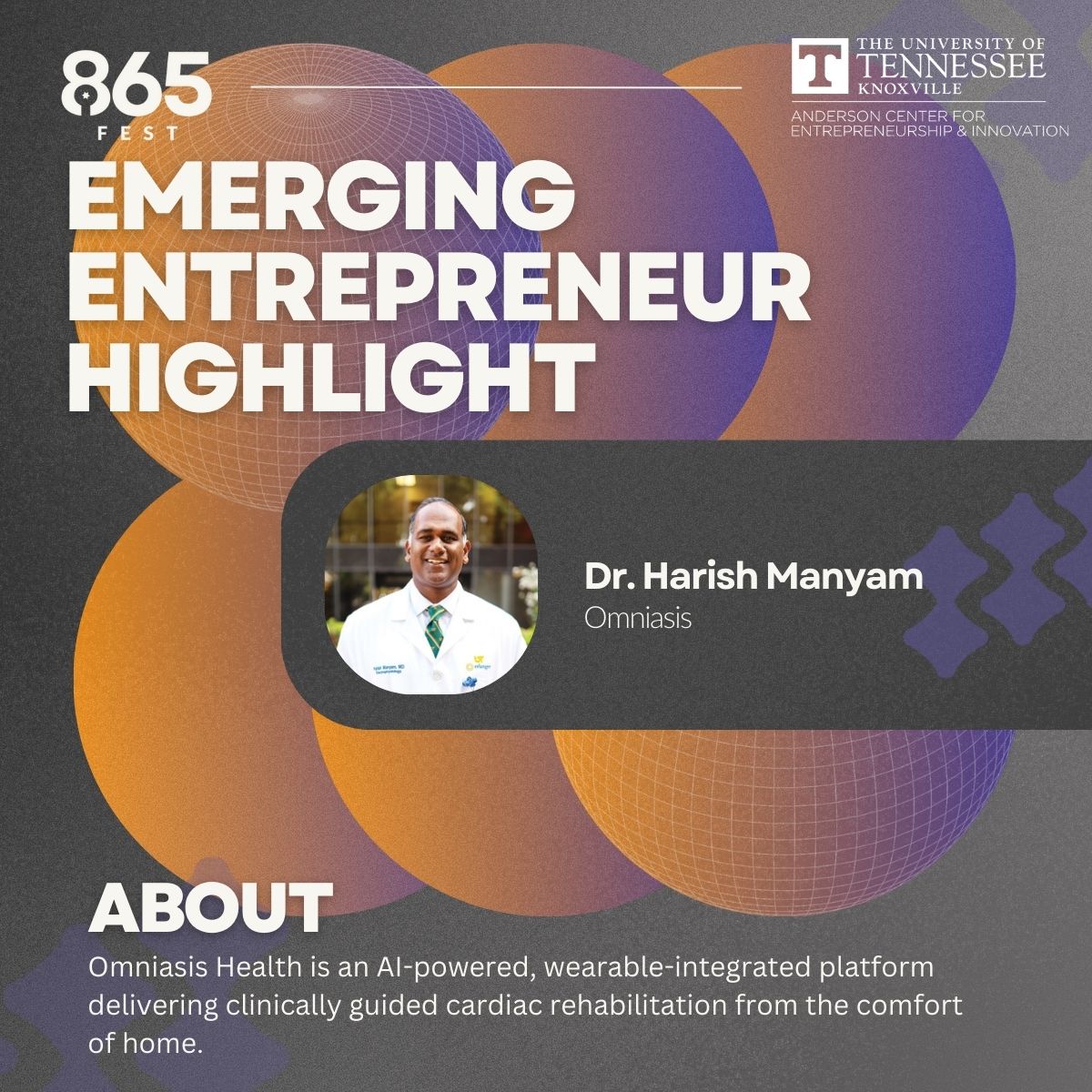 Come watch Dr. Manyam pitch his startup at 865 Fest in the emerging entrepreneur pitch competition, presented by the <a href="/AndersonCEI/">Anderson Center for Entrepreneurship & Innovation</a>, for the chance to win $3,000!

Secure your spot now and join us on September 16! 👇
bit.ly/4oYQcGk