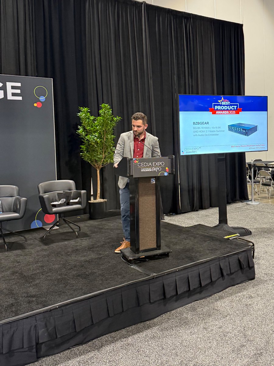 BZBGear's tweet photo. What a way to end Day 1 of #CEDIAExpoCIX! Real honored to win 2025 #CEPro BEST Product Awards for our BG-8K-1616MA. Come see the FIRST-EVER #8K 16x16 matrix switcher in the market at Booth C301. Thank you so much, @ce_pro!
.
.
.
#AVTweeps #proAV #broadcasting #resimercial https://t.co/U0LNT65FSs