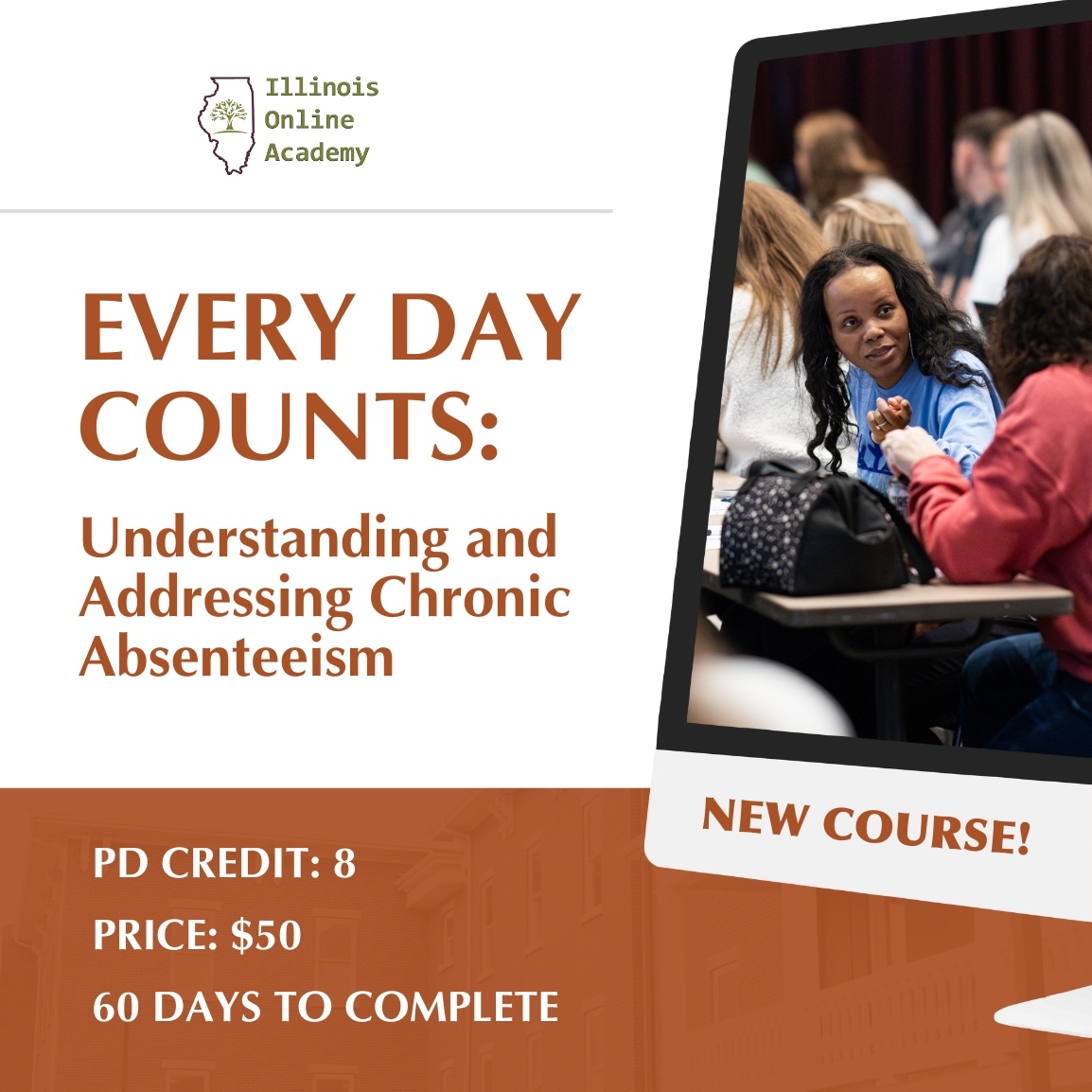 With September being Attendance Awareness Month, we want to share a new online course for those interested in addressing chronic absenteeism. 

"Every Day Counts" analyzes attendance data, identifies root causes, and details research-based strategies.

➡️ go.kaneroe.org/every-day-coun…
