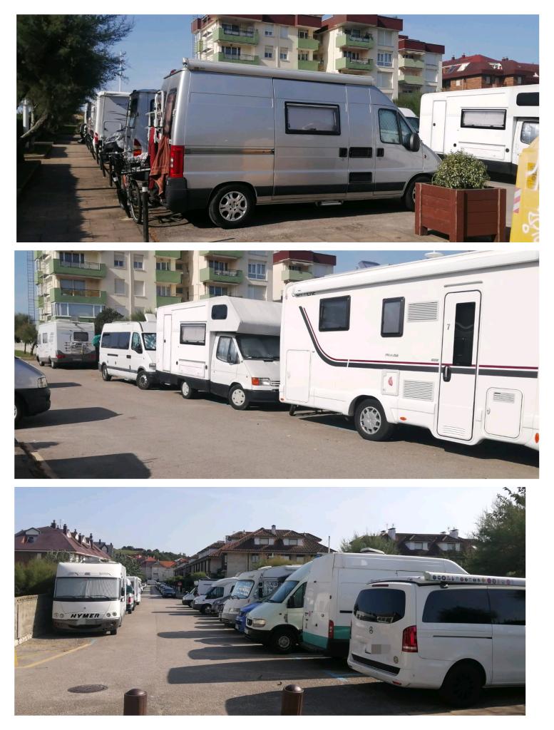 Fin de semana y ☀️, #Somo
 lleno de 🚐, algunas llevan 3 meses en el mismo sitio, chabolismo sobre ruedas, nadie vigila q no estén más de 3 días en el mismo sitio.
La permisividad lleva al abuso, los vecinos viendo como cagan y mean en las dunas y en los jardines😤.