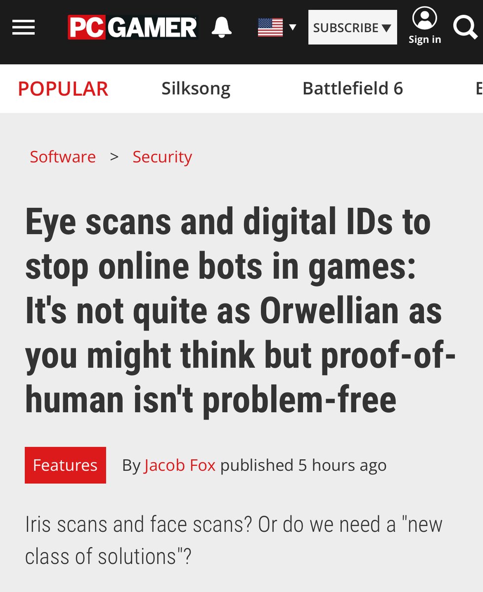 Glad to speak with  <a href="/pcgamer/">PC Gamer</a>  today on proof-of-human in gaming  and how to keep it privacy-preserving.

As I said in the piece: “Proof-of-human doesn’t mean more data harvesting. The ideal system would collect the absolute minimum needed to verify a person is real, then delete