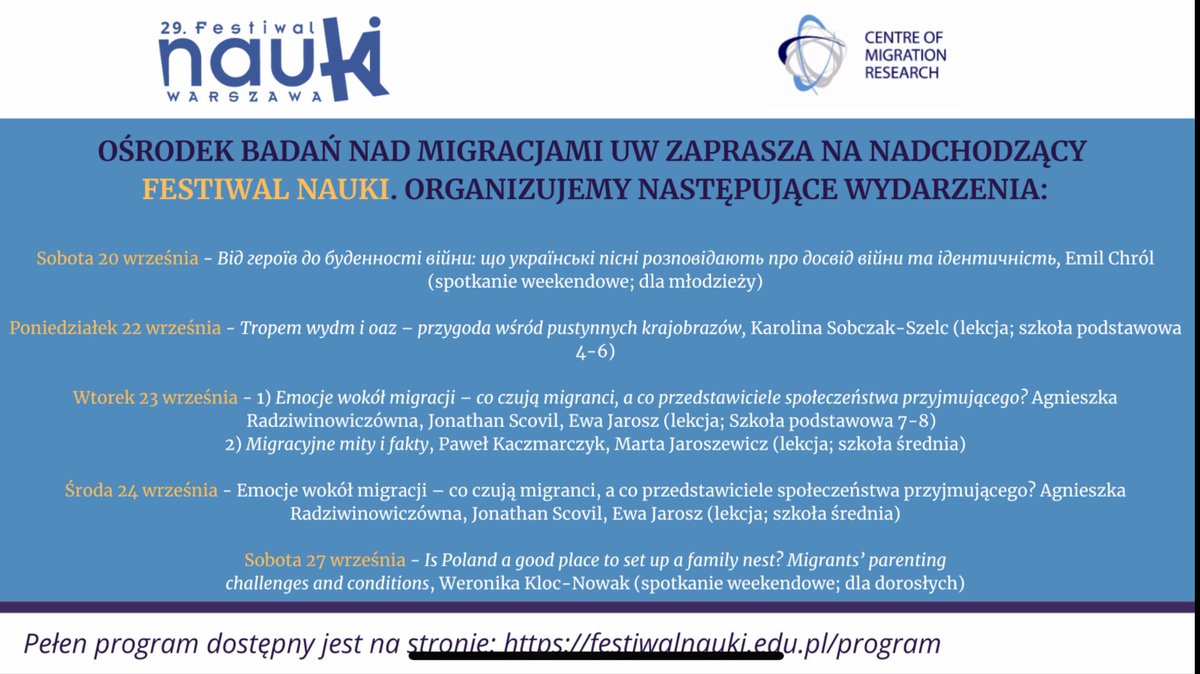 Fakty, mity, emocje, pustynie i oazy. Zapraszamy na Festiwal Nauki w OBM. Cały program Festiwalu festiwalnauki.edu.pl