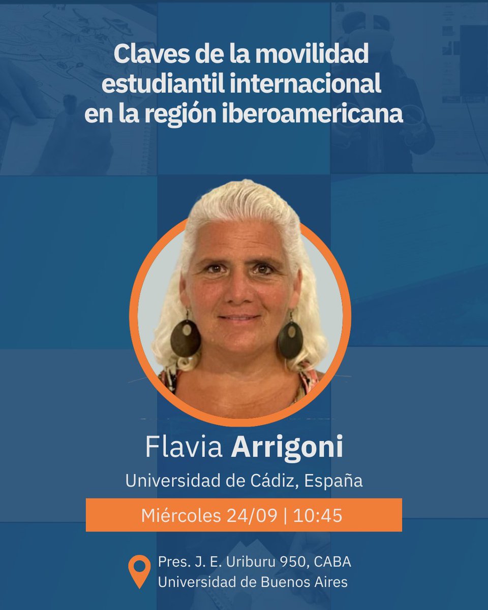 ¡Reservá la fecha! 👉 Conferencias con especialistas internacionales

📌 Miércoles 24/09 -10:45
Claves de la movilidad estudiantil internacional en la región iberoamericana - Flavia Arrigoni (Universidad de Cádiz, España)
+info sites.google.com/view/uba-digit…
<a href="/UBAonline/">UBAonline</a> <a href="/AcademicaUBA/">Sec A Académicos UBA</a>
👇