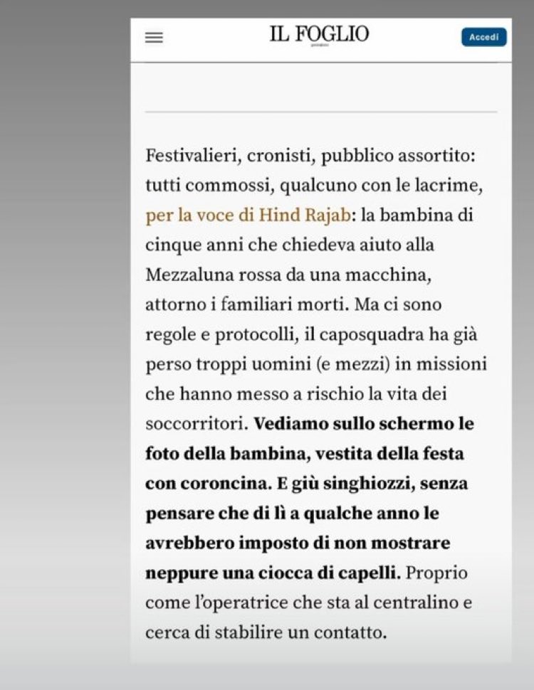 Segnalo all' <a href="/ODG_CNOG/">Ordine Nazionale dei Giornalisti</a> questo scempio pubblicato da il Foglio in cui si ridicolizza un documentario sull'assassinio di una bimba di 6 anni e la sua famiglia. Raccapricciante scritto della Mancuso. Abbiate la decenza di intervenire su questo scritto immondo.