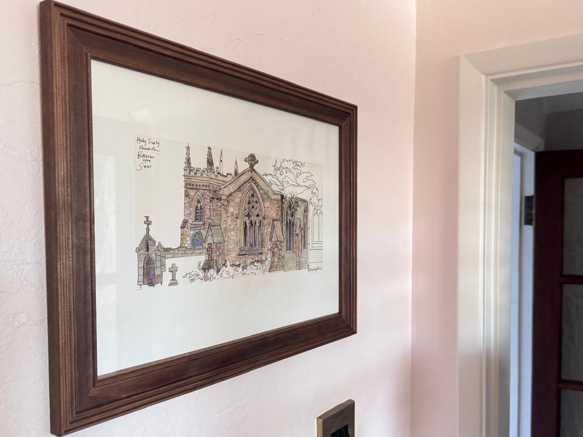 Back to school now so will struggle to draw for a bit but it's nice to see things like this: my Holy Trinity,  Barrow upon Soar print up in a living room.