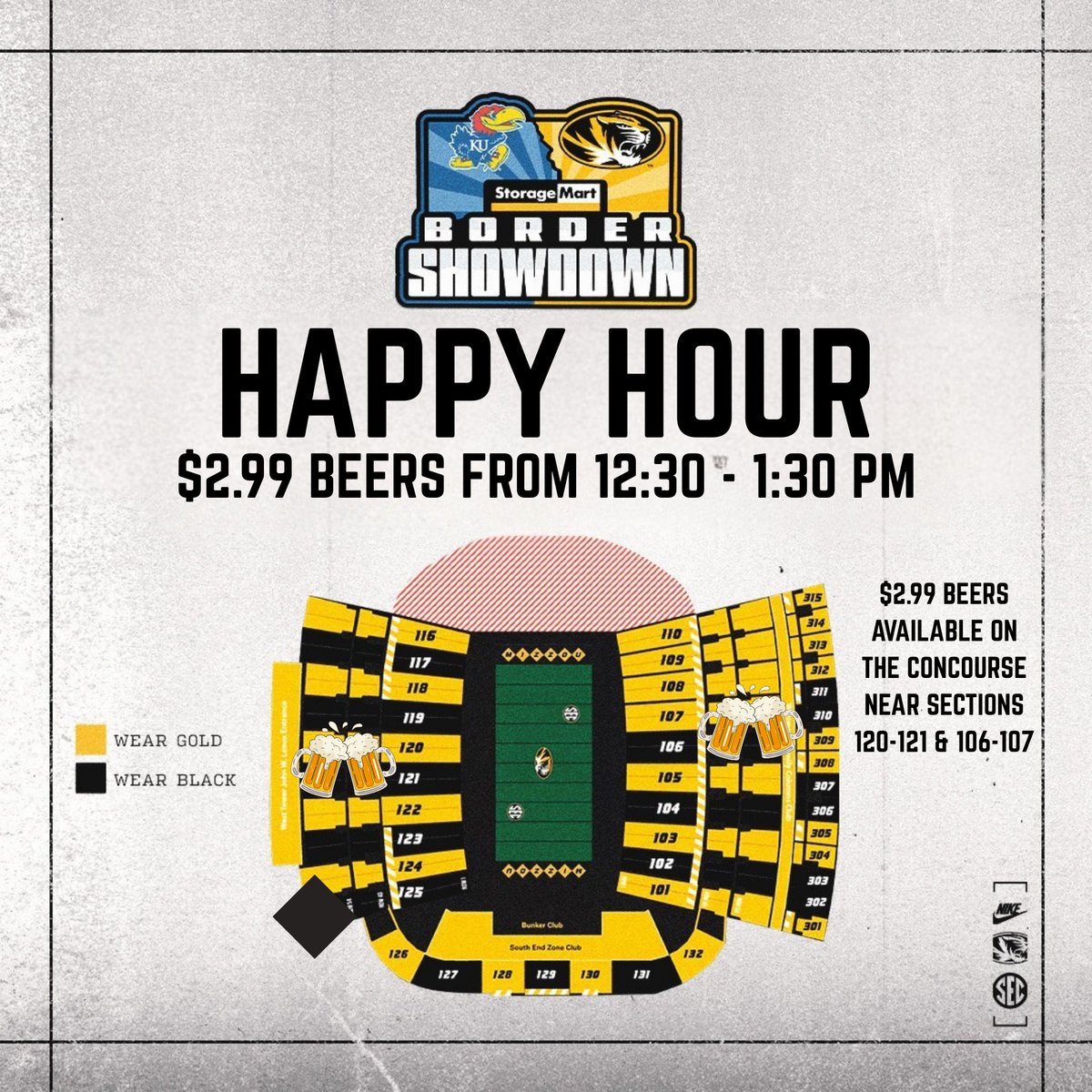 Mizzou Athletics (@mizzouathletics) on Twitter photo 🍻Happy Hour🍻
Join us tomorrow from 12:30 - 1:30 PM and enjoy $2.99 beers at select concession stands!
<a href="/StorageMart/">StorageMart</a> | #MIZ 🐯 🍻Happy Hour🍻
Join us tomorrow from 12:30 - 1:30 PM and enjoy $2.99 beers at select concession stands!
<a href="/StorageMart/">StorageMart</a> | #MIZ 🐯