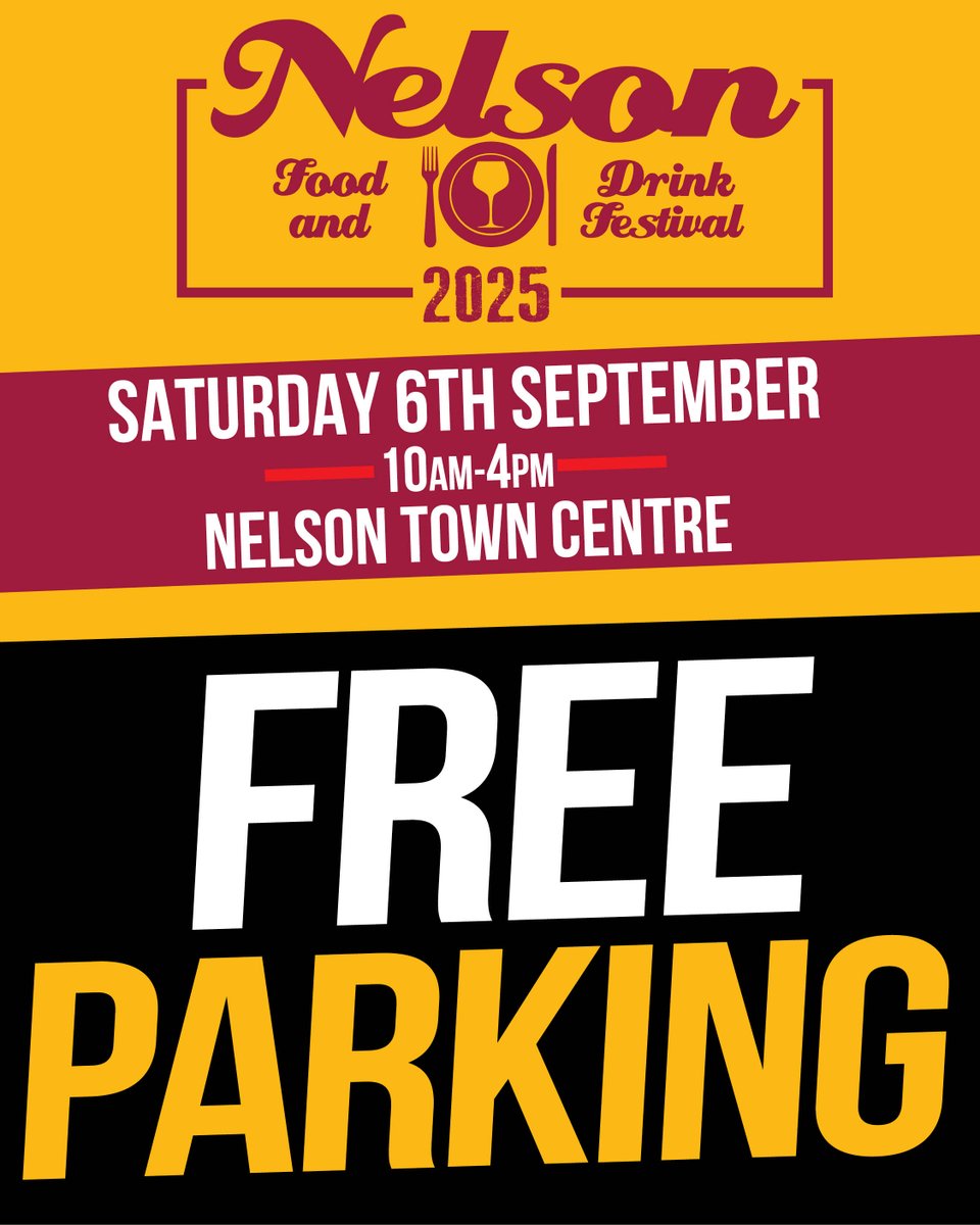 🚨 Important car parking information for tomorrow's Nelson Food &amp; Drink Festival!

All time restrictions have been lifted in Pendle Council owned short stay and long stay car parks for the event.

❗️ Please note that this does not include the Home Bargains car park.