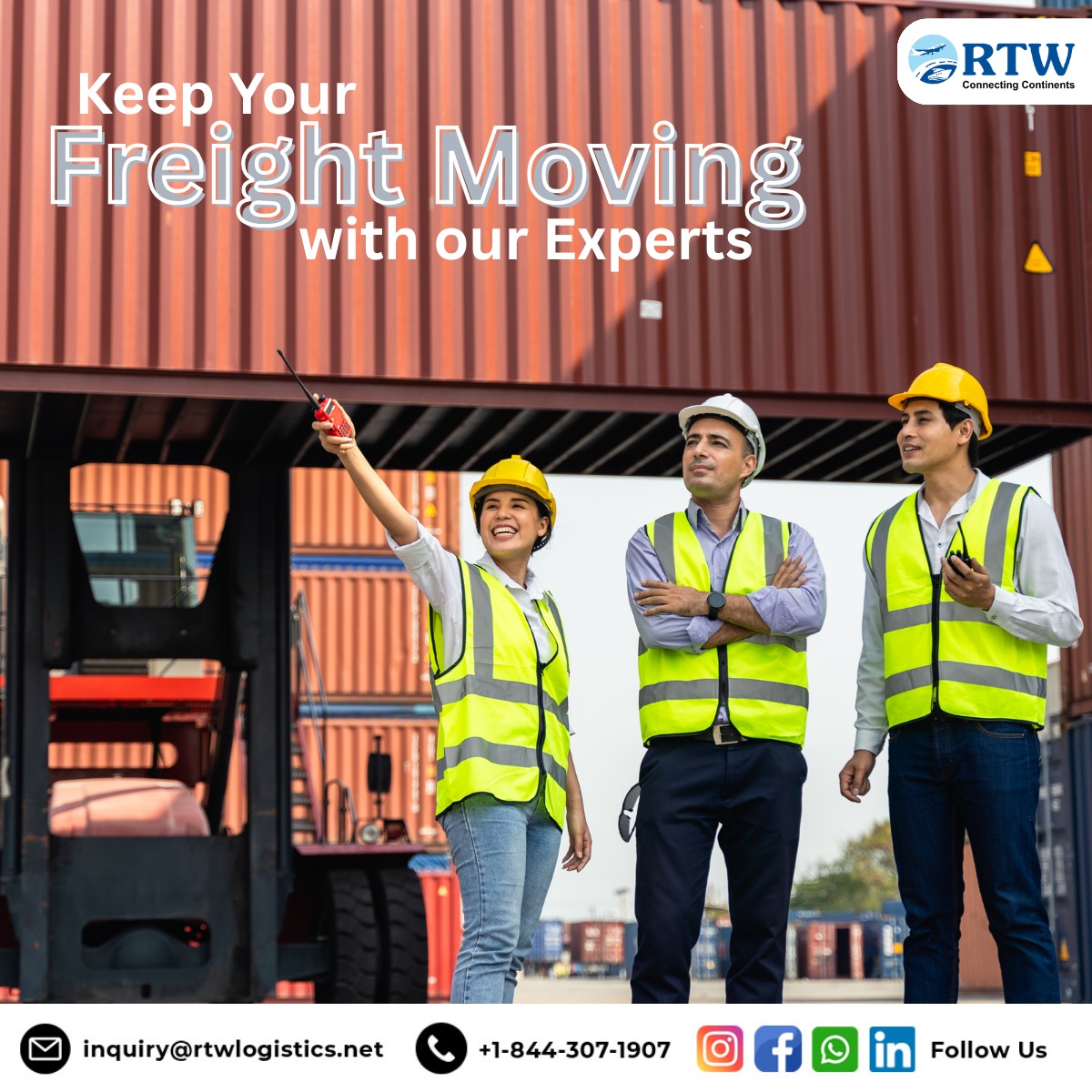 With our team of experts, seamless operations, and global network, we ensure your shipments are handled with care and efficiency—every step of the way.

Let’s keep your supply chain moving forward. 

#LogisticsSolutions #FreightForwarding #SupplyChainExcellence #RTWLogistics