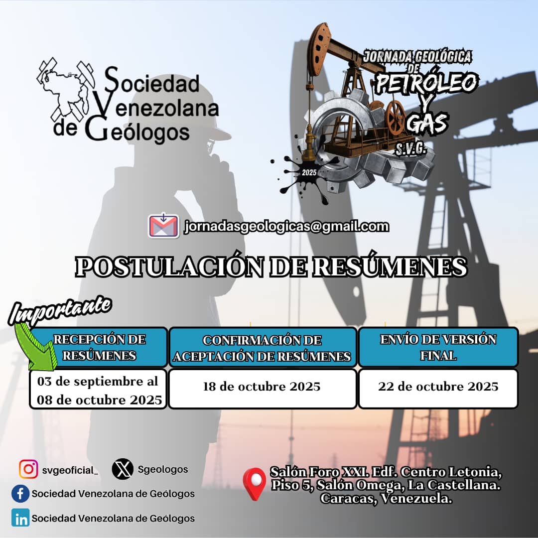 Estamos listos para recibir sus trabajos y en esta oportunidad gracias a la alianza con uno de nuestros patrocinadores los ponentes tendrán la posibilidad de publicar en una revista comercial y/o revista indexada 🎉

#svg #geologos #venezuela