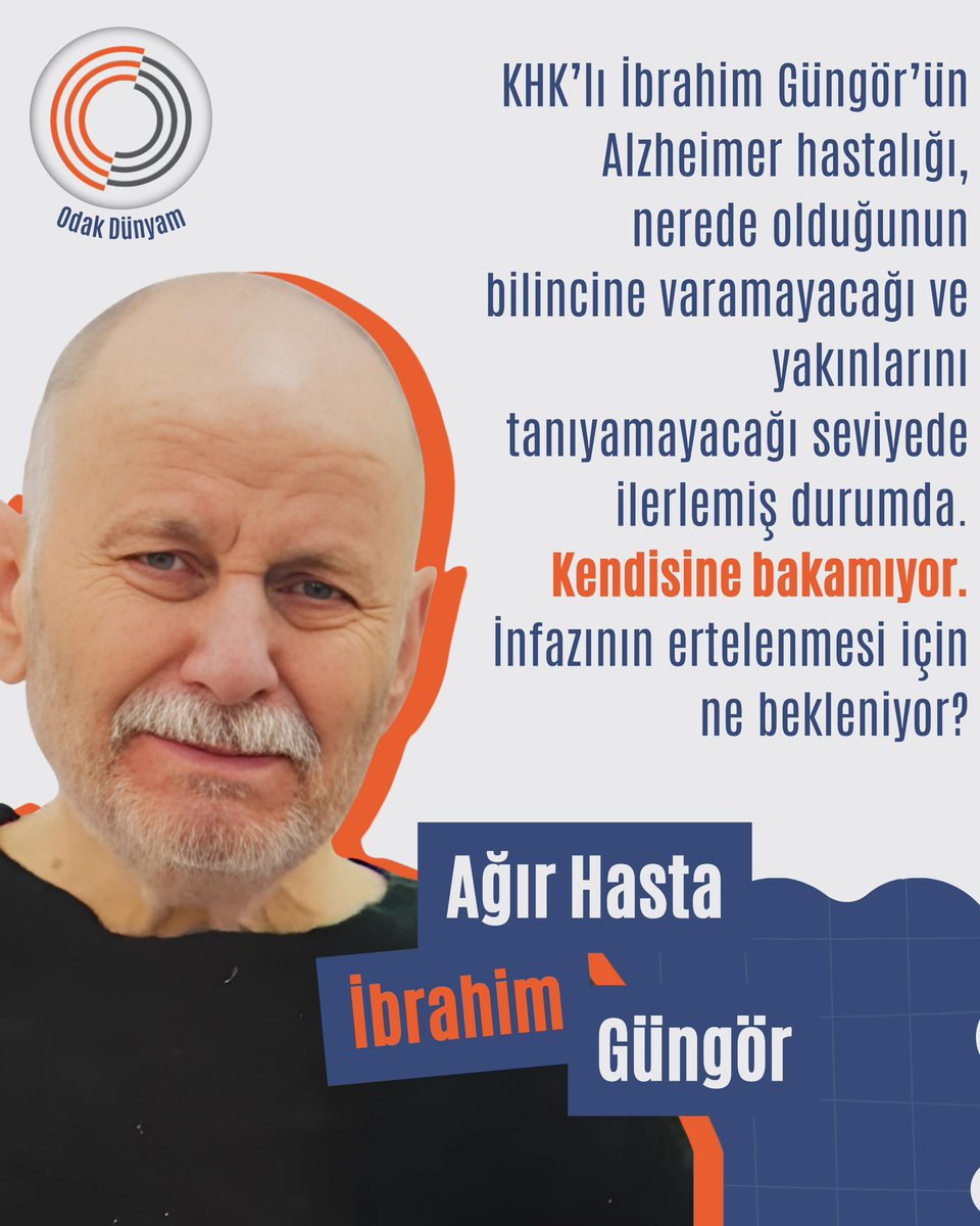 odakdunyam (@odakdunyam) on Twitter photo Tutuklu KHK’lı İbrahim Güngör’ün kızı Rümeysa Güngör: “İzmir Şehir Hastanesi yoğun bakım servisinde yatan babam İbrahim Güngör ile ilgili bilgi almak istedim. Doktor benimle görüşmek istemedi. Babam Alzheimer; üstüne zatürre oldu.”
<a href="/eczozgurozel/">Özgür Özel</a> Tutuklu KHK’lı İbrahim Güngör’ün kızı Rümeysa Güngör: “İzmir Şehir Hastanesi yoğun bakım servisinde yatan babam İbrahim Güngör ile ilgili bilgi almak istedim. Doktor benimle görüşmek istemedi. Babam Alzheimer; üstüne zatürre oldu.”
<a href="/eczozgurozel/">Özgür Özel</a>