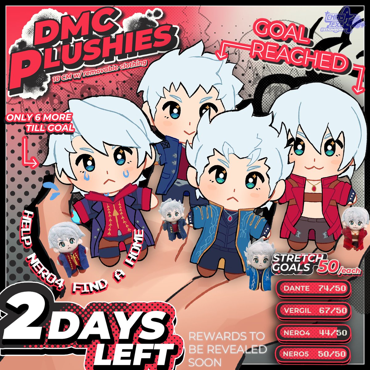 str3wberryy's tweet photo. 2 DAYS LEFT TILL THE DMC PLUSHIES GO OFF SALE! 

Dmc4 Nero is close to the goal &amp; if all goals are reached all pre-orders will include rewards <3 ✨ https://t.co/pwqD6MeSWx