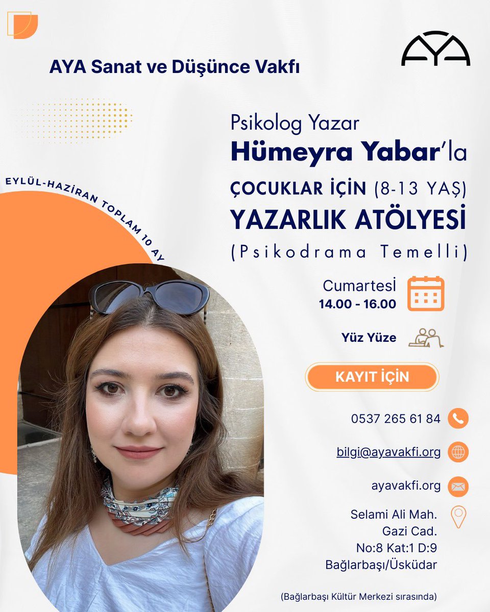 AYA’da yeni bir eğitime başlıyoruz: “Çocuklar İçin Psikodrama Temelli Yazarlık Atölyesi”

İlk ders, merak eden ve denemek isteyen  çocukların katılımına açıktır💛