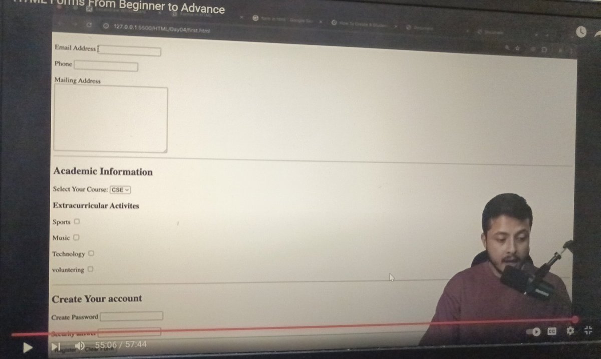 Dhruvisha Vithlani (@dhruvishav39420) on Twitter photo Day 5 completed successfully. HTML Forms
Covered input fields, labels, buttons, and form structure.
<a href="/adityatandon02/">Aditya Tandon</a> <a href="/rohit_negi9/">Rohit Negi</a> <a href="/CoderArmy/">CoderArmy</a> Day 5 completed successfully. HTML Forms
Covered input fields, labels, buttons, and form structure.
<a href="/adityatandon02/">Aditya Tandon</a> <a href="/rohit_negi9/">Rohit Negi</a> <a href="/CoderArmy/">CoderArmy</a>
