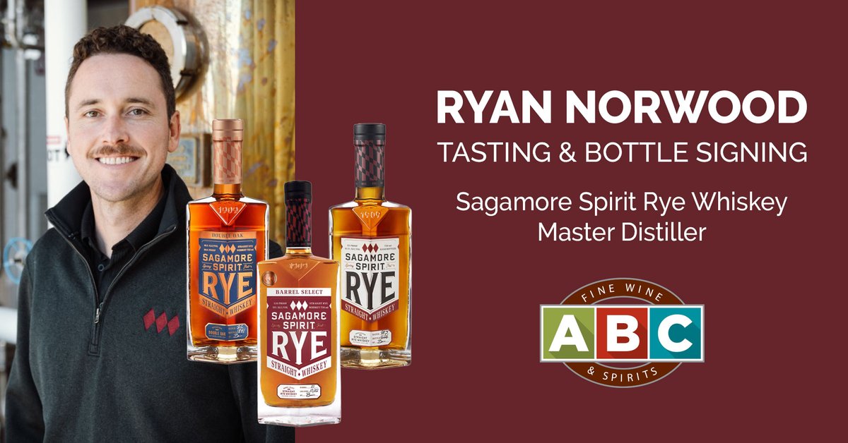 Ryan Norwood, Master Distiller of <a href="/sagamorespirit/">Sagamore Spirit</a> Rye Whiskey is coming to select ABC locations NEXT WEEK! 👇 

🥃 Join us for an opportunity to taste Sagamore Spirit Rye Whiskey and purchase a signed bottle while you're there.

 Event Details: abcfws.com/events#ryan-no…