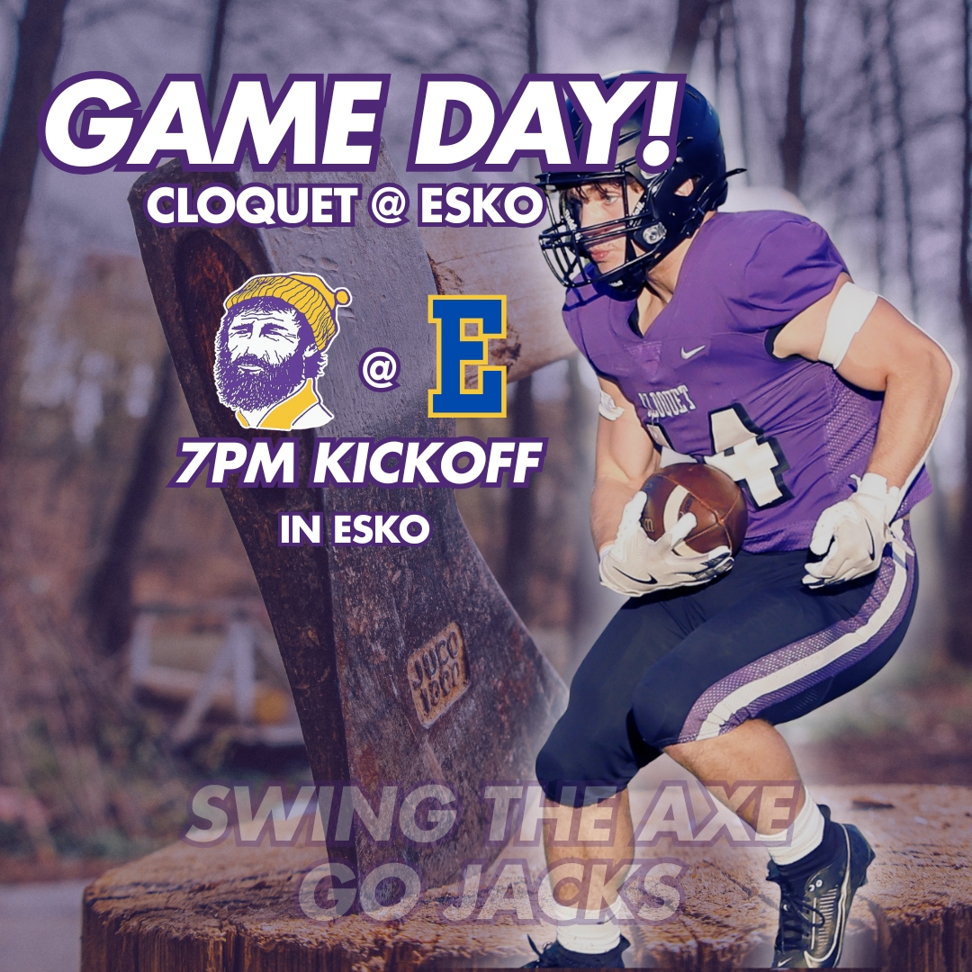 Cloquet Football (@cloquetfootball) on Twitter photo GAME DAY!
The Jacks head over to battle Esko tonight at 7pm! See you there! #SwingTheAxe @GoJacks GAME DAY!
The Jacks head over to battle Esko tonight at 7pm! See you there! #SwingTheAxe @GoJacks