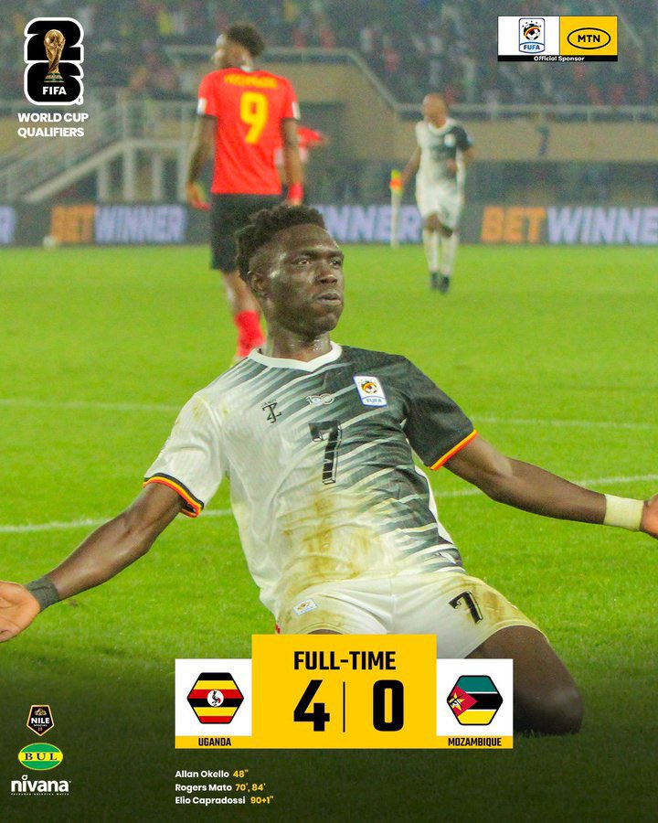 UBC STAR TV UGANDA (@startvuganda) on Twitter photo Full-Time! Uganda 4-0 Mozambique 
#UGAMOZ | #FIFAWorldCup Full-Time! Uganda 4-0 Mozambique 
#UGAMOZ | #FIFAWorldCup