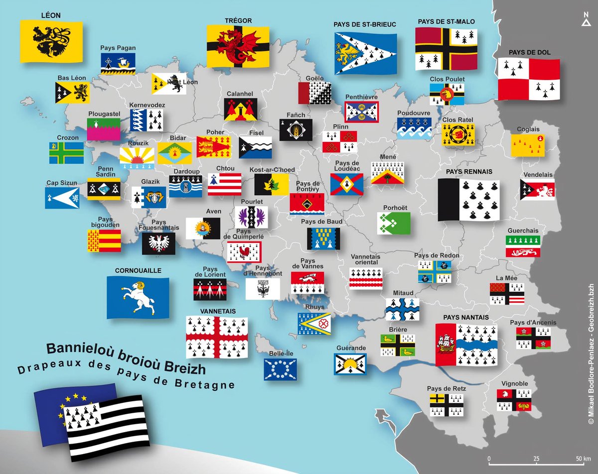 Héraldique (armoiries) et vexillologique (drapeaux) en #Bretagne