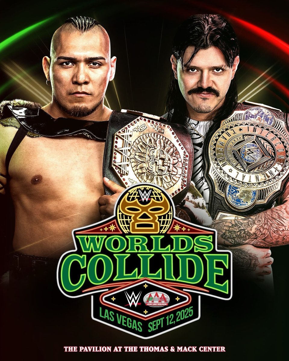 No te pierdas #WorldsCollide el próximo viernes en donde <a href="/DomMysterio35/">Dominik</a> retará a Hijo del Vikingo por el Megacampeonato de <a href="/luchalibreaaa/">Lucha Libre AAA Worldwide</a>, con más luchas por anunciarse en los próximos días 🔥

Boletos a la venta 👉 bit.ly/41HHUIN 👈
