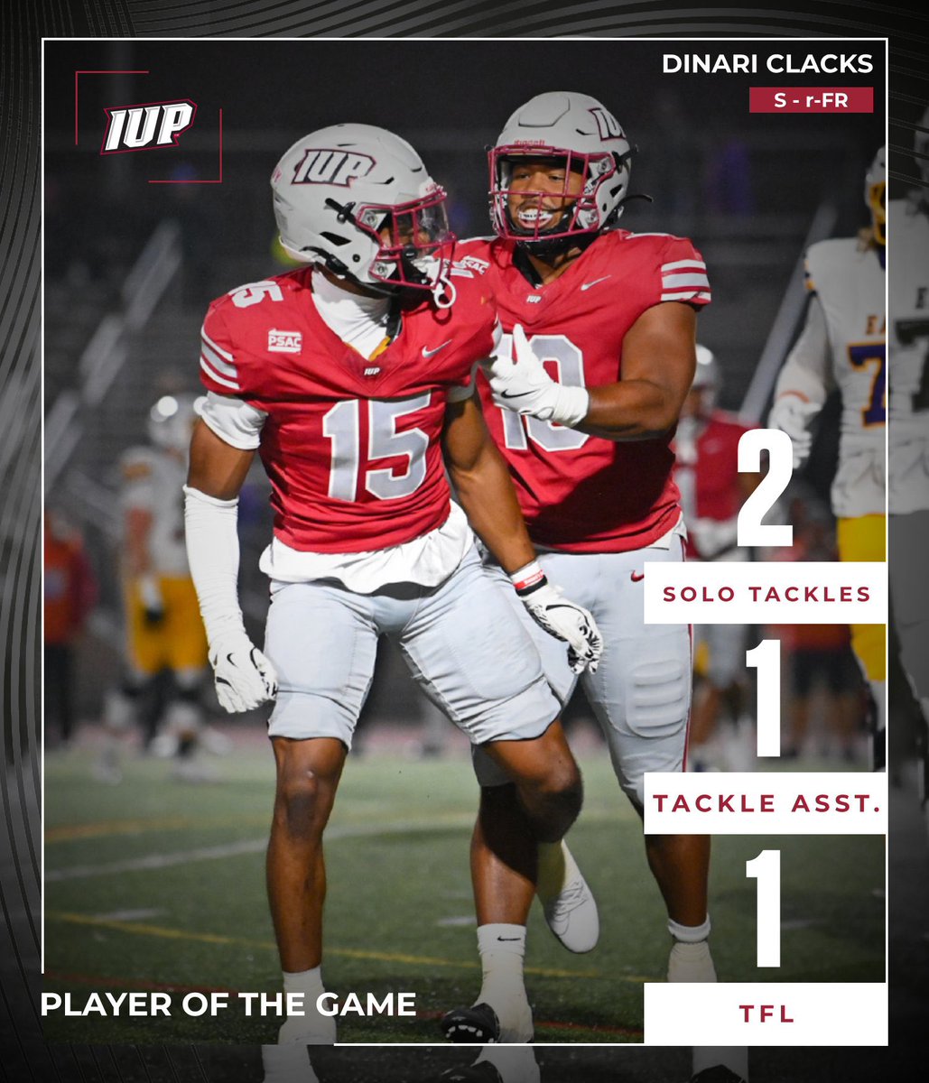 Here are the IUP Football Players of the game from last night. 

The Crimson Hawks will return to Miller Stadium on Saturday, Sept. 13, to face Lock Haven. 

#ALLIN