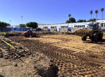 SMMUSD's tweet photo. The @JAMSDragonsSM STEM Classroom Building is underway! The south site excavation, compaction &amp; grading are completed. Work on the north side is in progress, &amp; equipment has been cleared from the site. Exciting progress for our future STEM learners! 🔬📚 @Dr_AShelton #FIPFriday https://t.co/u7zOaGdG7J