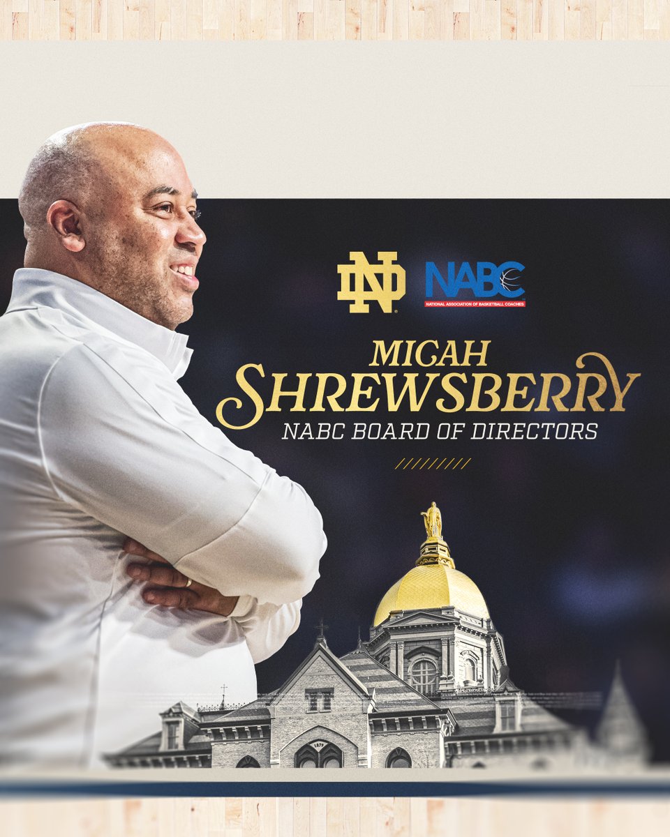 Notre Dame Men's Basketball (@ndmbb) on Twitter photo The <a href="/NABC1927/">NABC</a> Board got a great one!
<a href="/Coach_Shrews/">Micah Shrewsberry</a> is one of nine selected for the board →
goiri.sh/4lZBhJ6 The <a href="/NABC1927/">NABC</a> Board got a great one!
<a href="/Coach_Shrews/">Micah Shrewsberry</a> is one of nine selected for the board →
goiri.sh/4lZBhJ6
