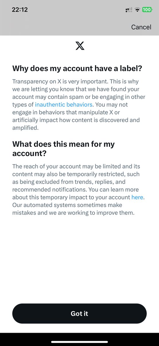 My account being punished by twitter.