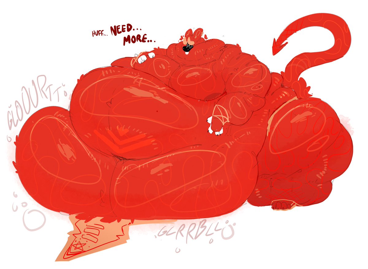 big boy can't help but indulge himself, falling in love with his massive gut~