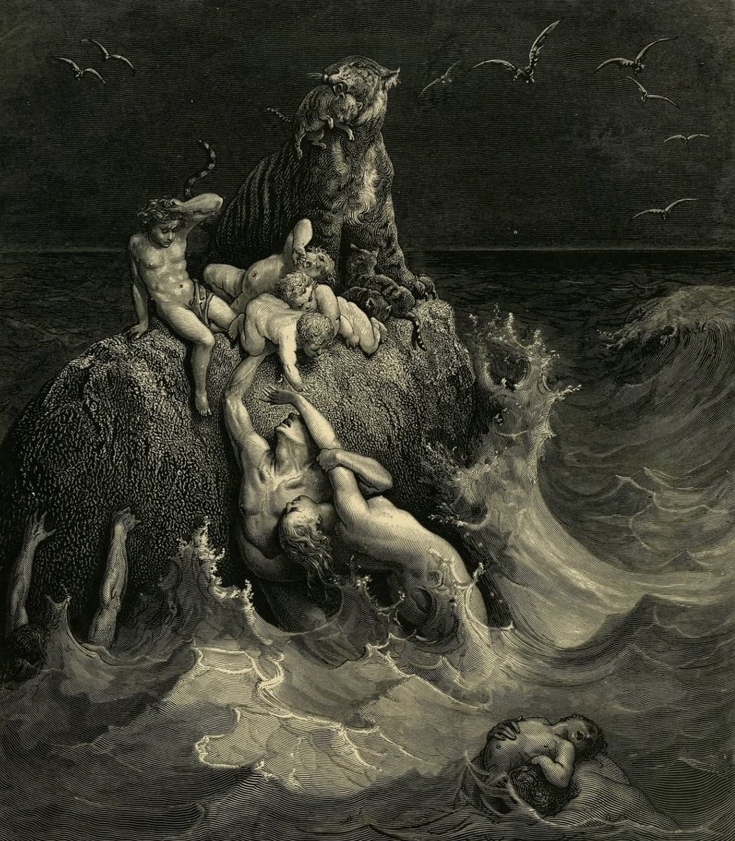 Gustave Doré - The Holy Bible - Plate I, The Deluge, The first edition was 1866.