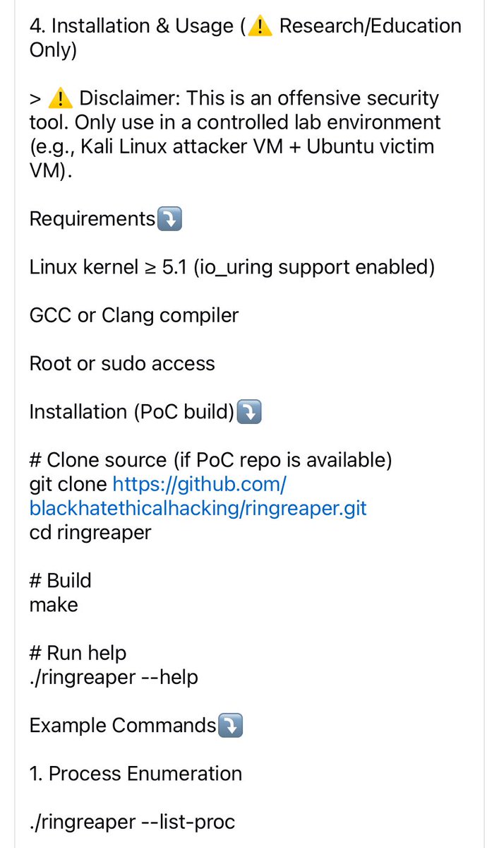 AnonOzzyDude's tweet image. 📒 RingReaper — Detailed Notes⤵️

1. What is it?

&quot;RingReaper is a Linux post-exploitation tool / malware framework designed to evade traditional EDR (Endpoint Detection.
#Nmap #NetworkScanning #CyberSecurity #EthicalHacking #InfoSec #PortScanner #EducationOnly #CyberSec #Network