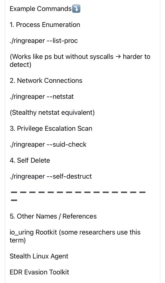 AnonOzzyDude's tweet image. 📒 RingReaper — Detailed Notes⤵️

1. What is it?

&quot;RingReaper is a Linux post-exploitation tool / malware framework designed to evade traditional EDR (Endpoint Detection.
#Nmap #NetworkScanning #CyberSecurity #EthicalHacking #InfoSec #PortScanner #EducationOnly #CyberSec #Network