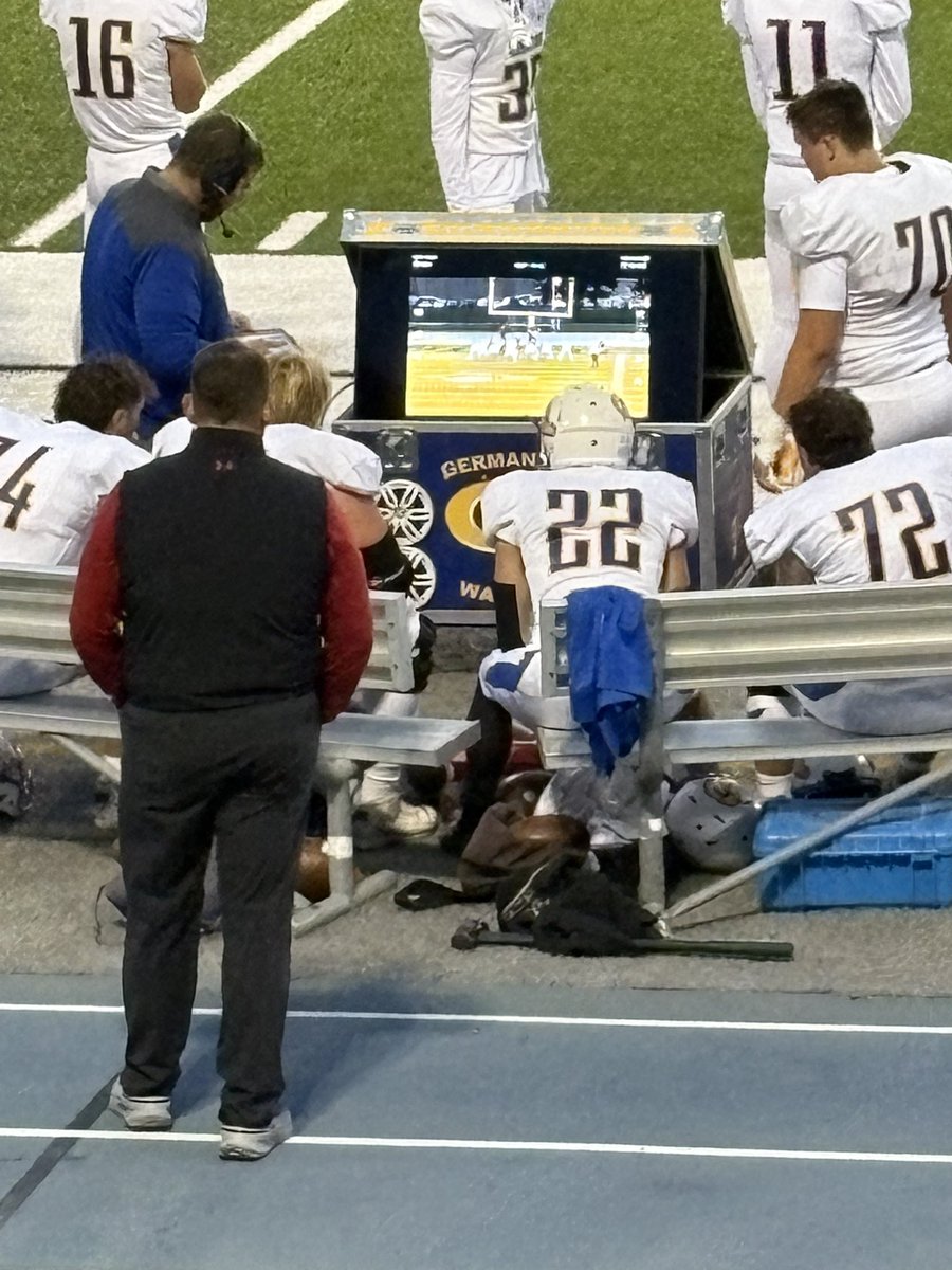 Blaz taking a close look at the Germantown OL group.