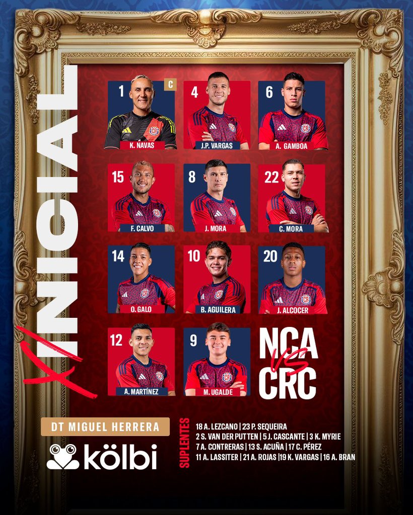 ¡Este es el Once Inicial escogido por el Profe Miguel Herrera para enfrentar a Nicaragua en este partido eliminatorio Mundialista! 🇨🇷

🆚 Nicaragua
⏰ 8pm 
🏆 Eliminatoria Mundialista 
📺 Repretel / Teletica 

#FCRF #LaSele