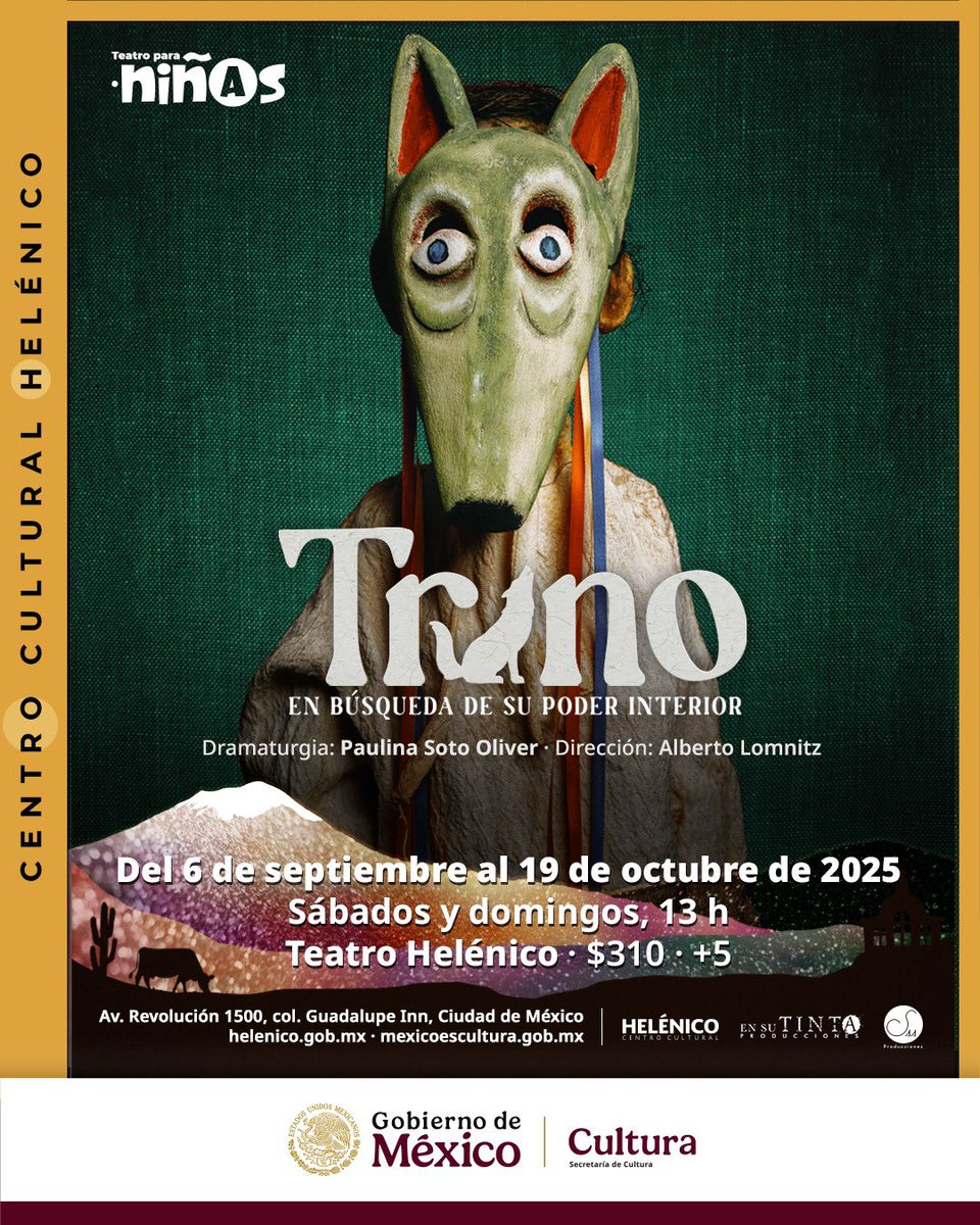 Tenemos 5 PASES DOBLES! 

“Trino” MAÑANA 13:00 Teatro Helénico. 

Dinos tu nombre y cuál es tu poder especial y listo!