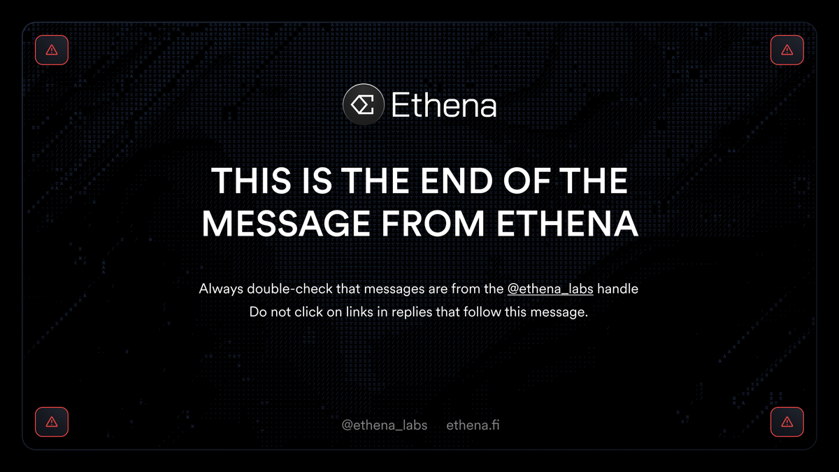 End of message from Ethena Labs warning against scams