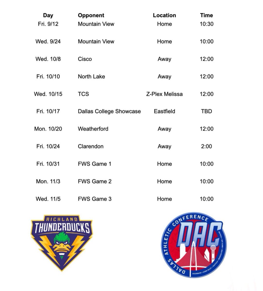 Fall 2025 schedule. Go Ducks 💪⚡️🦆